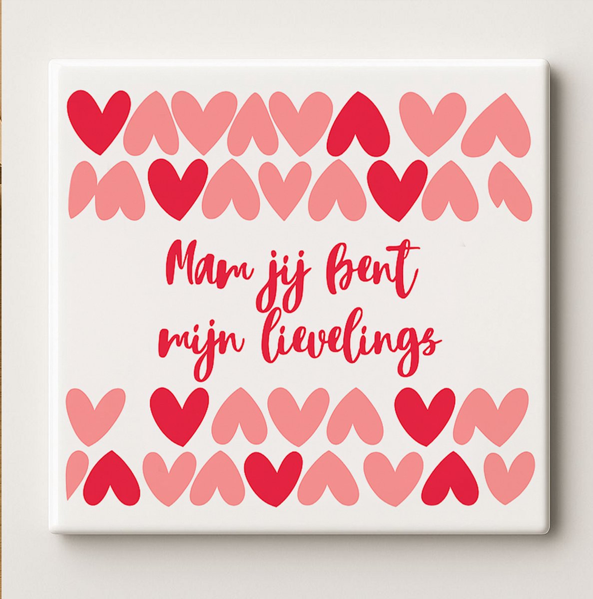 Nevolis Moeder Tegel “Mam, Jij Bent Mijn Lievelings” 15x15 cm – Hartverwarmende Keramische Cadeautegel met Hartjes voor Moederdag of Verjaardag Multi Color