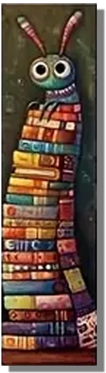 Boekenlegger Boekenwurm – Bladwijzer - Dubbelzijdig – 15 × 4 cm – Stevig karton
