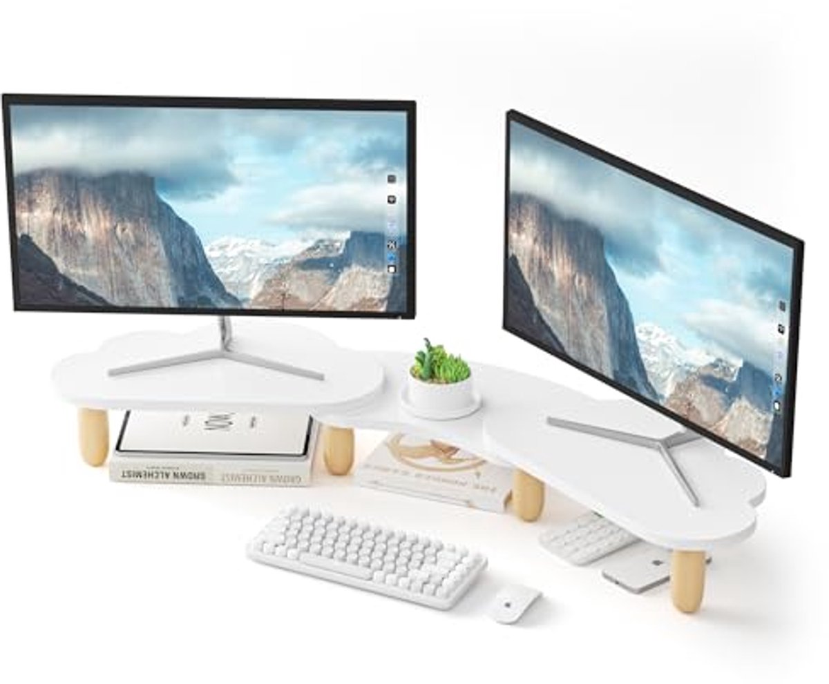 Multifunctionele Dubbele Monitor Stand voor Bureau - Verstelbare Hoek en Lengte