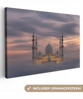 Tableau sur toile 120x80 cm - Décoration murale exclusive Coucher de soleil - Mosquée - Nuages - Style islamique - Décoration murale murale pour salon - Décoration de chambre - Accessoires de décoration - Peintures sur toile