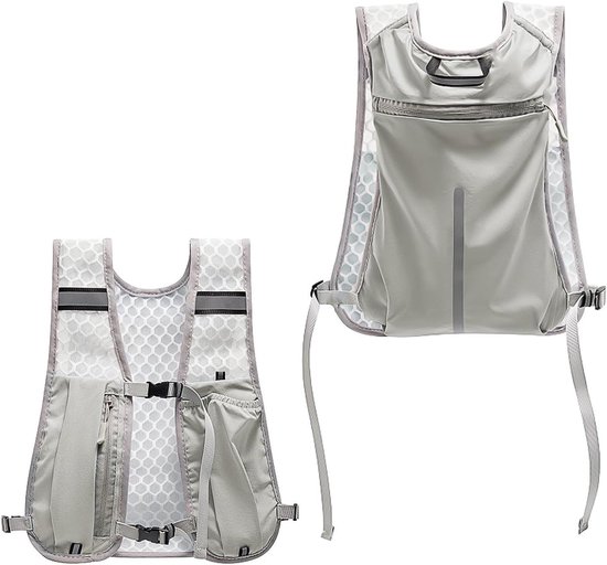 Outplea lichtgewicht loopvest met 2 stuks zachte waterflessen van 500 ml, wandelhydratatie waterpack voor mannen vrouwen, verstelbaar reflecterend loophydratatie rugzak voor race marathon fietsen