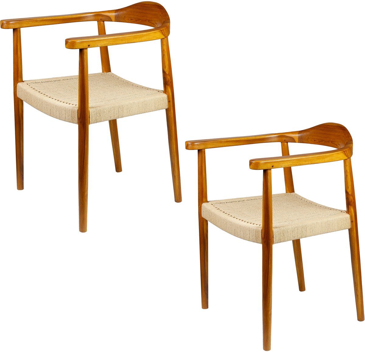 Casa Moro Houten eetkamerstoel - rotan stoel - set Esszimmer-Stuhl Holz