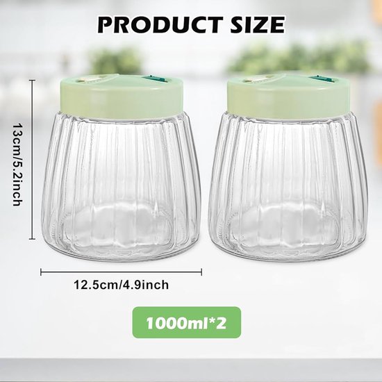 Kimchi-containers, augurkcontainer, 2,5 l, voedselkwaliteit gistingspot, traditionele kimchi-containers met komdeksel, transparante glazen pot met deksel, gistingsset voor het inmaken van Kimchi