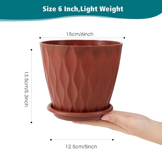 KADAX Set van 3 plastic weerbestendige bloempotten, geschikt voor zowel binnen als buiten, crème, XXL