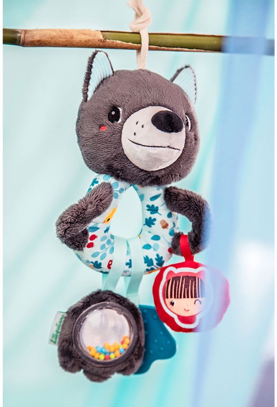 Lilliputiens - Multi-Activiteiten Ringen Louis De Wolf - Rammelaar Welke Makkelijk Vast Te Grijpen Is Voor Kleine Handjes, Stimuleert Baby's Zintuigen Met Zijn Kleuren, Verschillende Geluiden En Texturen - Geschikt Vanaf 3 Maanden van Lilliputiens — afbeelding 5
