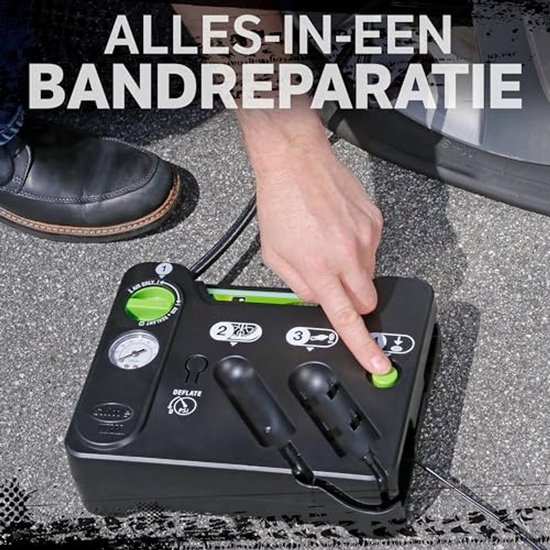 Reparatiemiddel voor Lekke Banden - Complete Noodset met Afdichtmiddel en Bandenpomp voor Auto's en Voertuigen — afbeelding 2