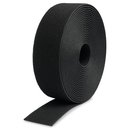 Klittenband om te naaien, zwart, klittenbandsluiting voor het naaien ( haakband en lusband), robuust klittenband, breed, niet klevend voor textiel en doe-het-zelf, sterke grip, 16 mm x 5 m
