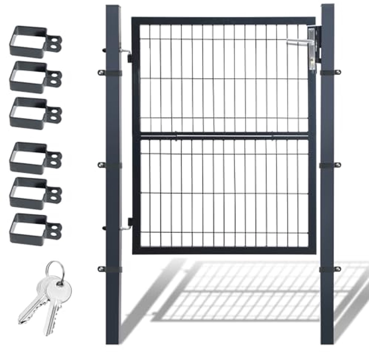 Metalen Tuinpoort 120 x 100 cm - Verzorgde Hekdeur van Roestvrij Staal met Handvat en Slot