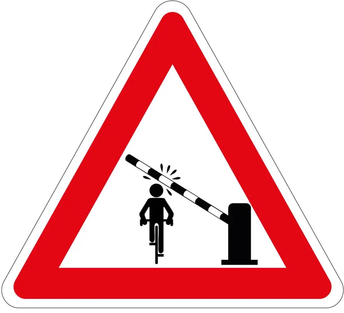 Pas op slagboom fietser sticker | 15 cm