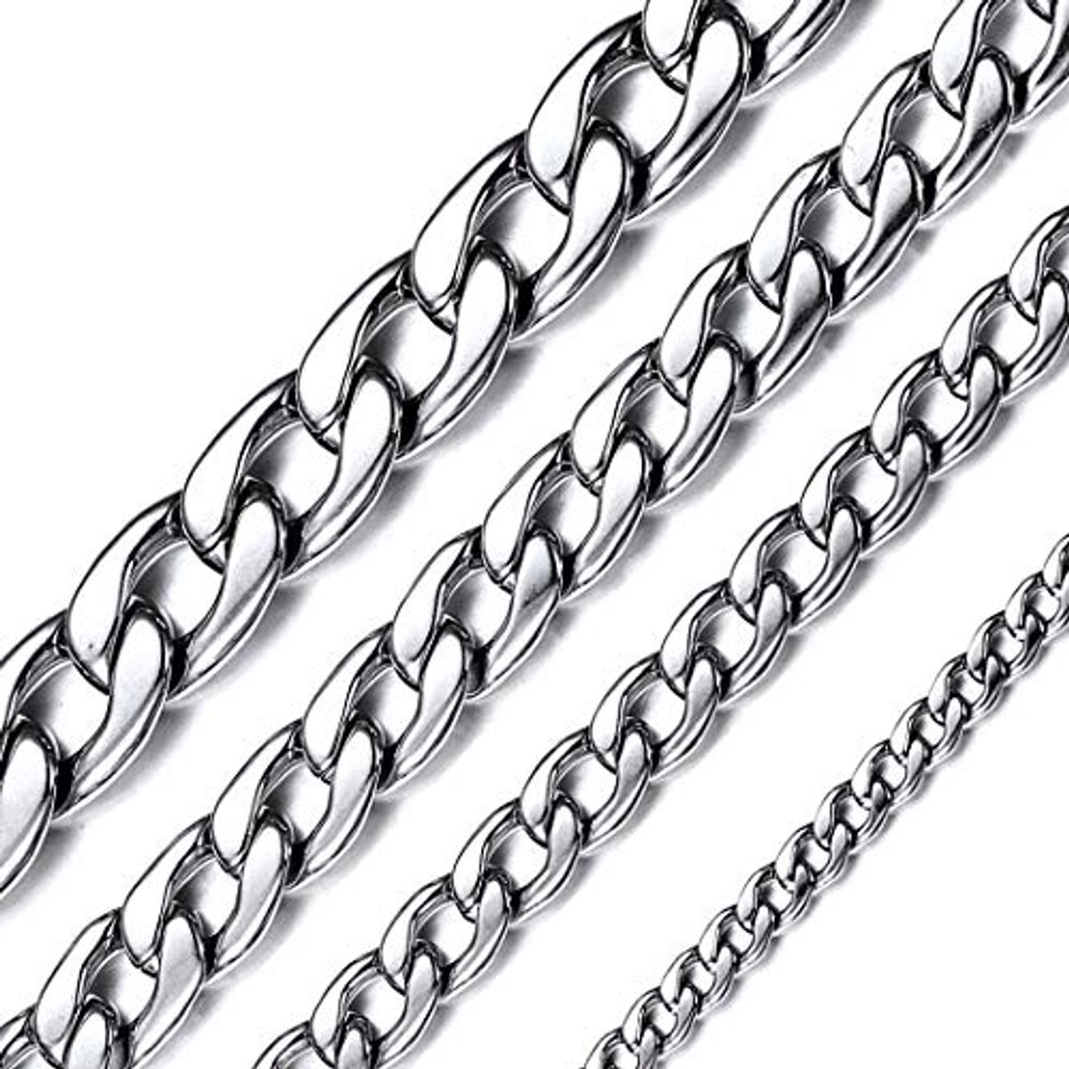 Cubaanse ketting van roestvrij staal voor dames en heren - Maten 36-76 cm