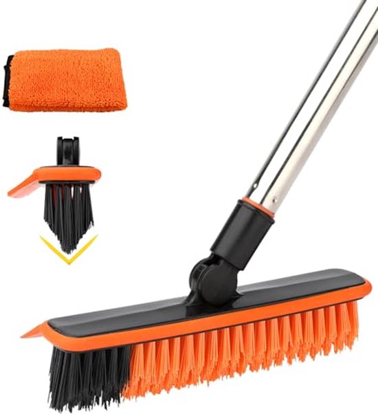 2-in-1 Vloerborstel Met Lange Steel En 3 Palen 101 Cm Voegborstel Met Trekker En Harde Borstel Met Roterende Tegelborstel Met 120 Trekkers