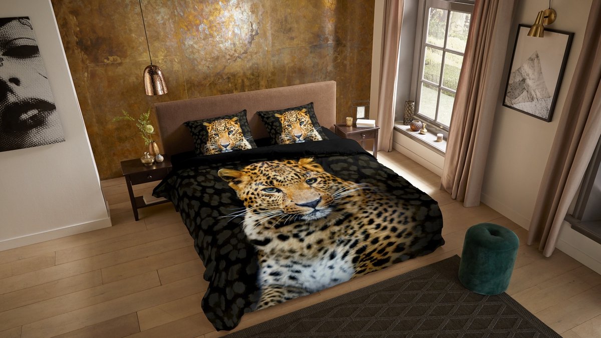 Pure dekbedovertrek luipaard - 2 persoons 200x200/220 cm - Zwart - Microvezel
