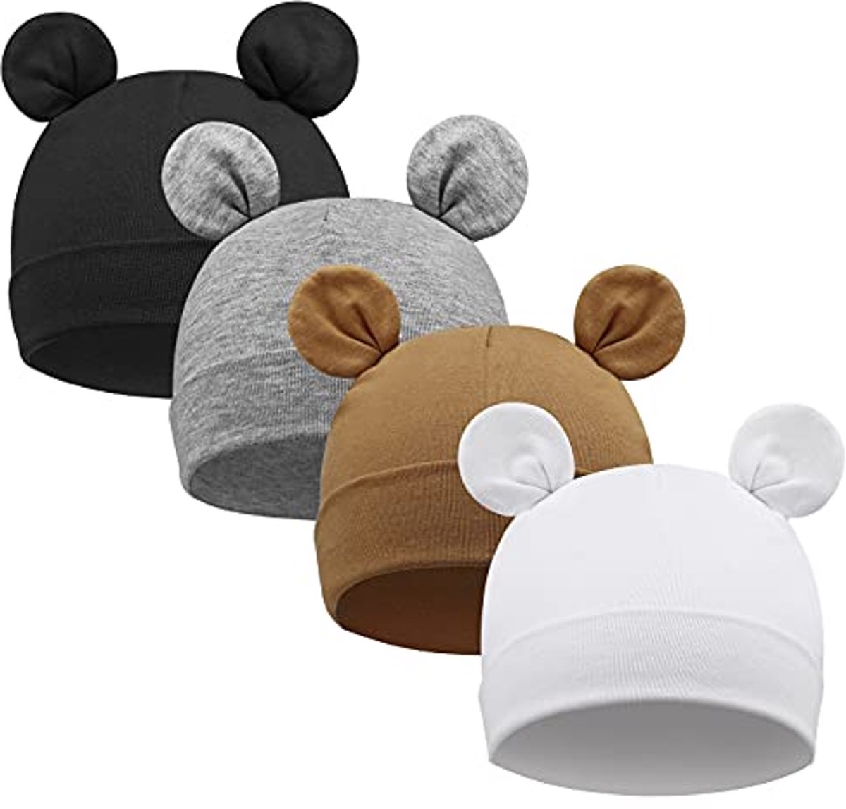Image of 4-Pack Baby Beanies voor Peutertjes - Zachte Gebreide Hoeden voor Baby Jongens