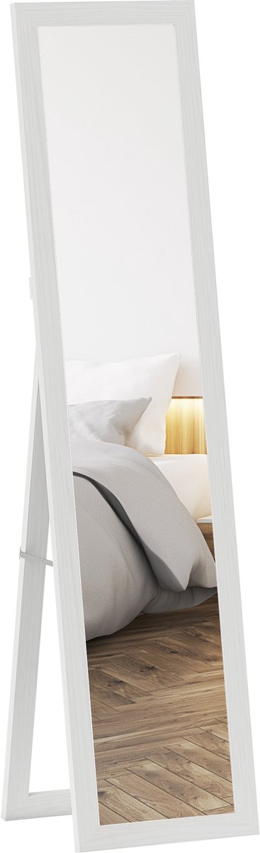 Homcom staande spiegel volledige lengte - Inklapbaar MDF frame - Wit