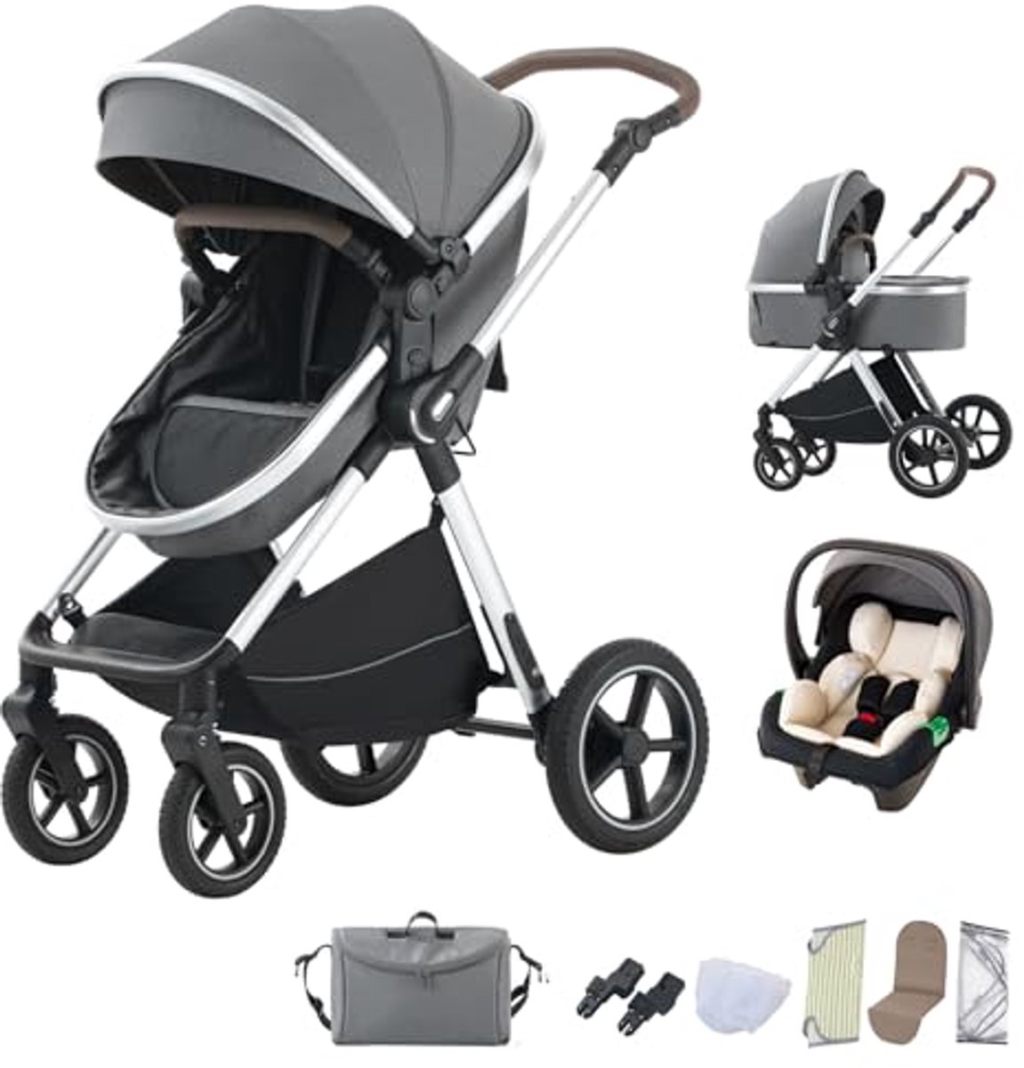 Image of 3-in-1 Combistroller voor Baby's - Luxe Vouwbare Systeem - Geschikt voor Nieuwe Kinderen