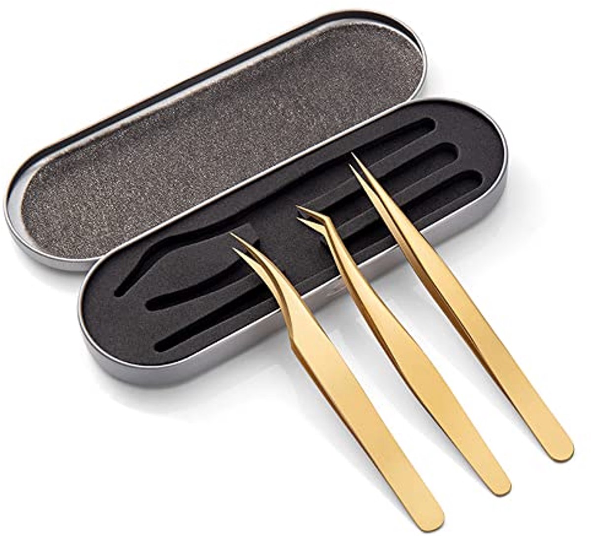 Professionele 3-delige set wimperextensions pincetten van roestvrij staal