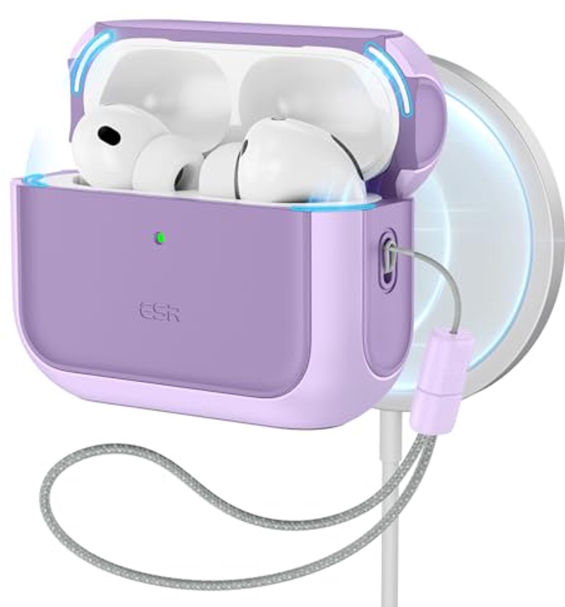 Beschermhoes voor AirPods Pro 3 - Compatibel met MagSafe - Rondom Bescherming - Trekkoord - Lavendel