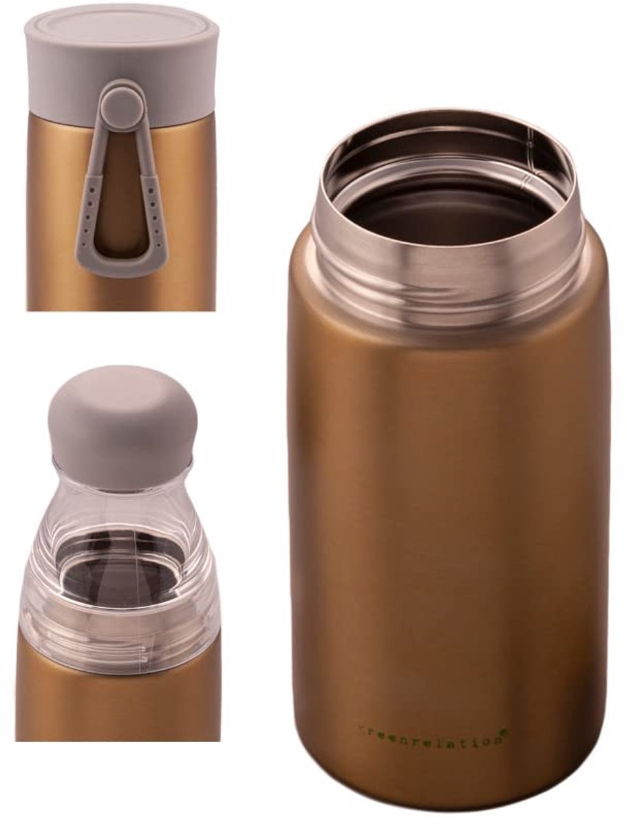 Thermosfles met 2 Deksels - Dubbelwandig Rvs Koffie to Go Mok