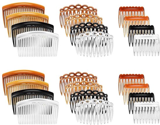 Lot De 6 Peignes à Cheveux 14 Dents Plastique Noir – Style Vintage Français Torsadé – Accessoires Coiffure Élégants Pour Femmes