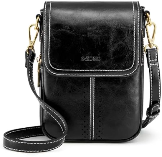 Roulens Schoudertas voor dames van PU-leer, kleine messenger crossbody telefoontas, schoudertas met brede, verstelbare en afneembare schouderriem, A-beige/bruin, Small