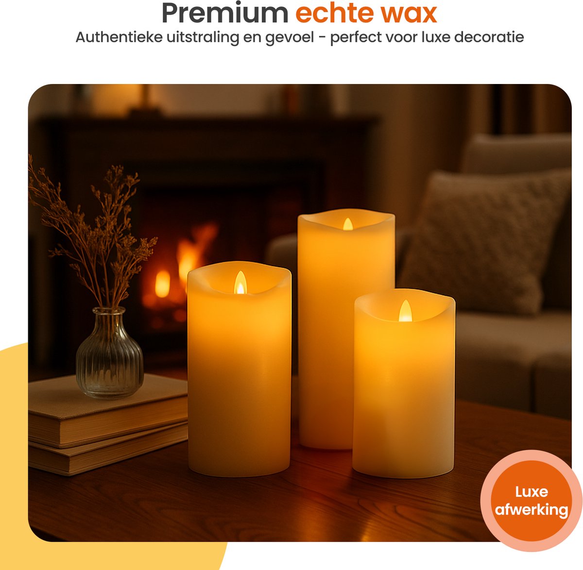 Goliving Led Kaarsen Met Afstandsbediening - Ø5,5 cm - Bewegende Vlam - Dimbaar - Timer Functie - Echte Wax - 2x Afstandsbediening - Set van 9 — cadeau in Wonen & Interieur - foto 4