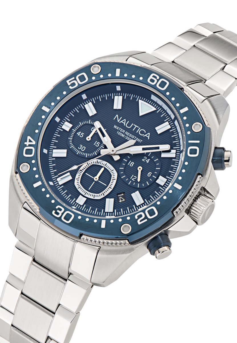 Nautica Nct Bluesail Analoog Horloge Blauw Case: 100% Stainless Steel | Armband: 100% Stainless Steel 46 mm NAPBSF406, NAPBSF407, NAPBSF408