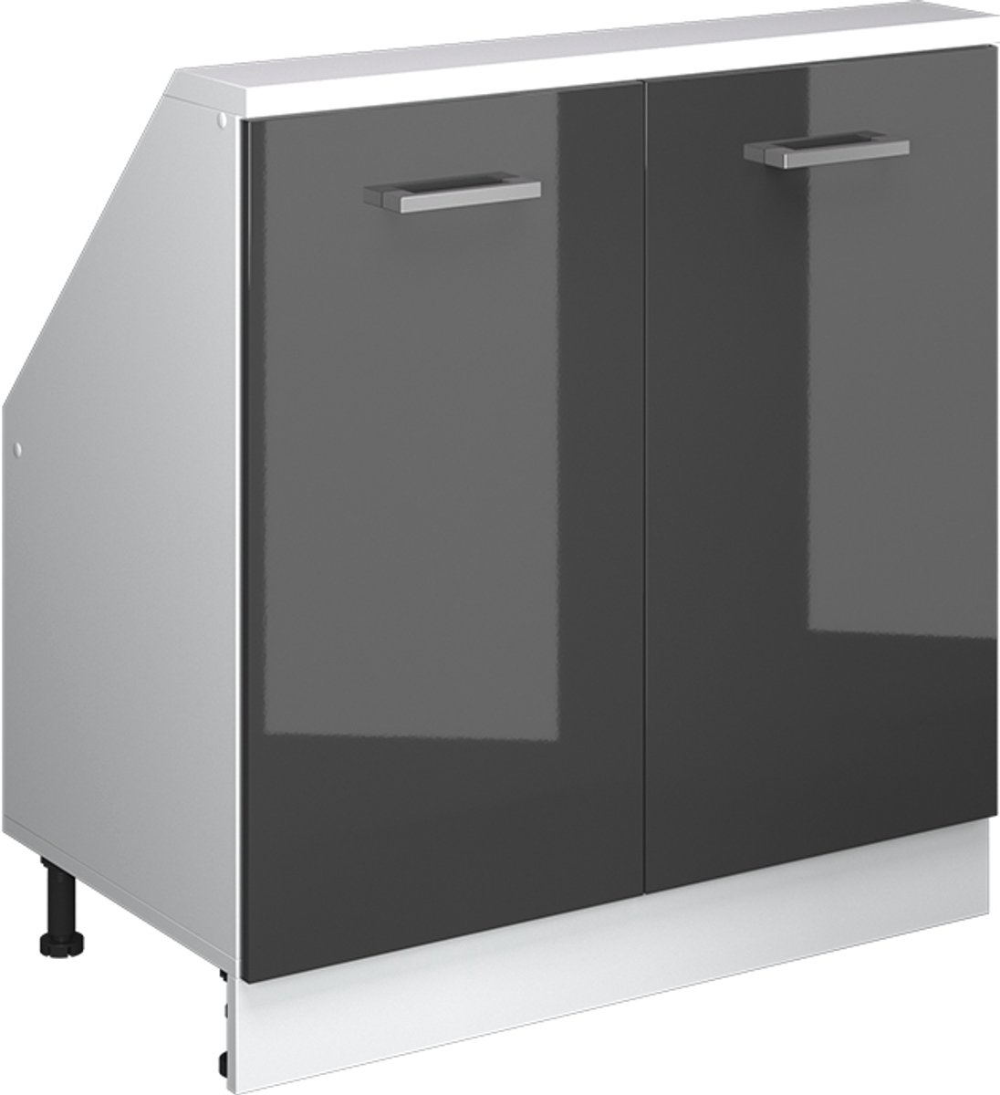Vicco R-Line Keukenkast voor schuine wand – 80 cm met 2 deuren Antraciet hoogglans/wit