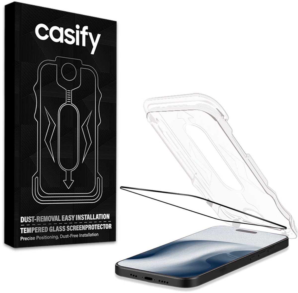 Casify Gehard Glas Full Cover Screenprotector met installatiekit voor de iPhone 17 Pro