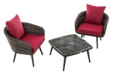 Clp Ameland Balkonset - 1,25 mm vlak Polyrotan - Grijs gemeleerd Rood