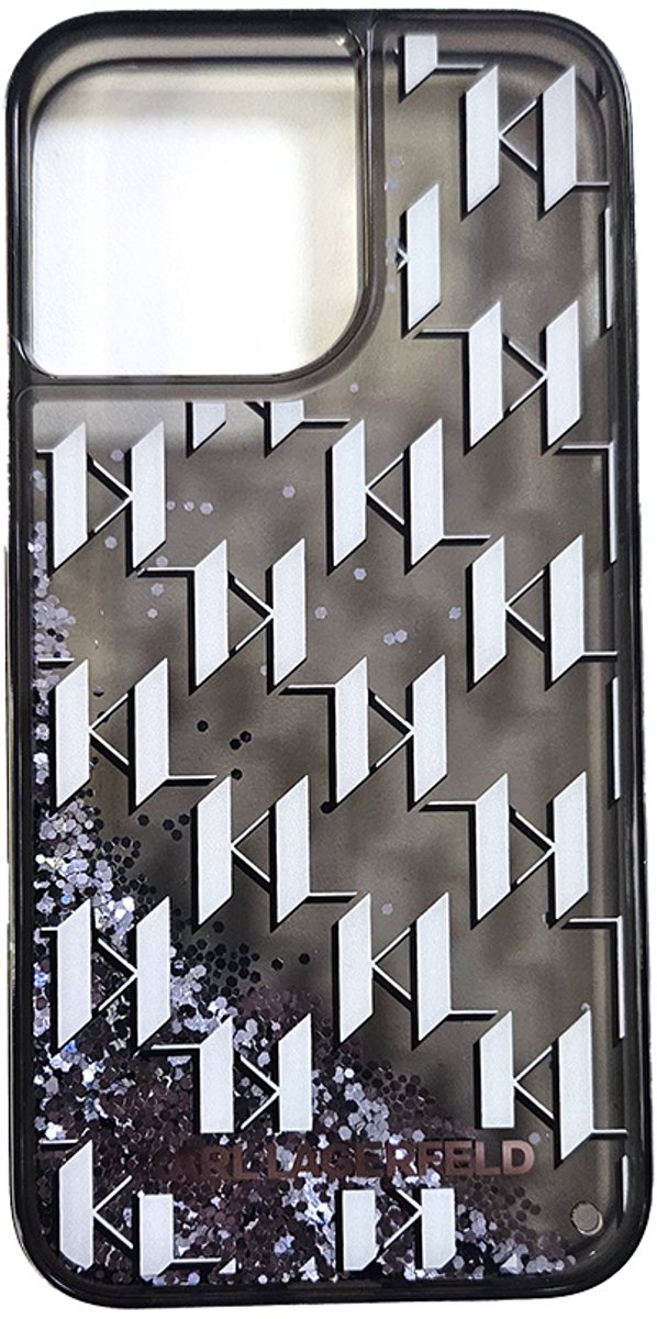 Karl Lagerfeld Back Cover - iPhone 14 Pro - Zwart - Schokabsorberend TPU - Glitteraccent