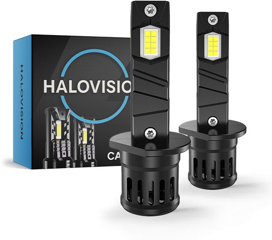 HaloVision Turbo LED Koplampen H1 – 150W 30000Lm 6000K Helder Wit – Canbus Plug en Play Dimlicht Grootlicht LED Set van 2 Autolampen