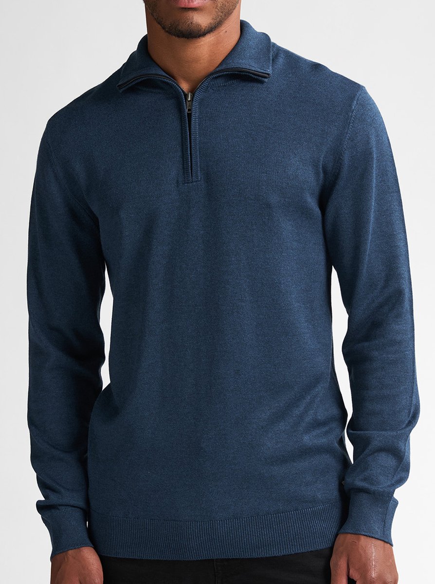 Petrol Industries - Heren Gebreide Half-Zip Trui Lexington - Blauw - Maat M