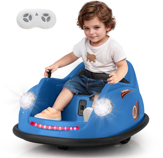 Auto-tamponneuse électrique Costway V pour enfants avec télécommande, lumières LED et musique, rotation à 360 degrés, pour les 2 à 5 ans (bleu)