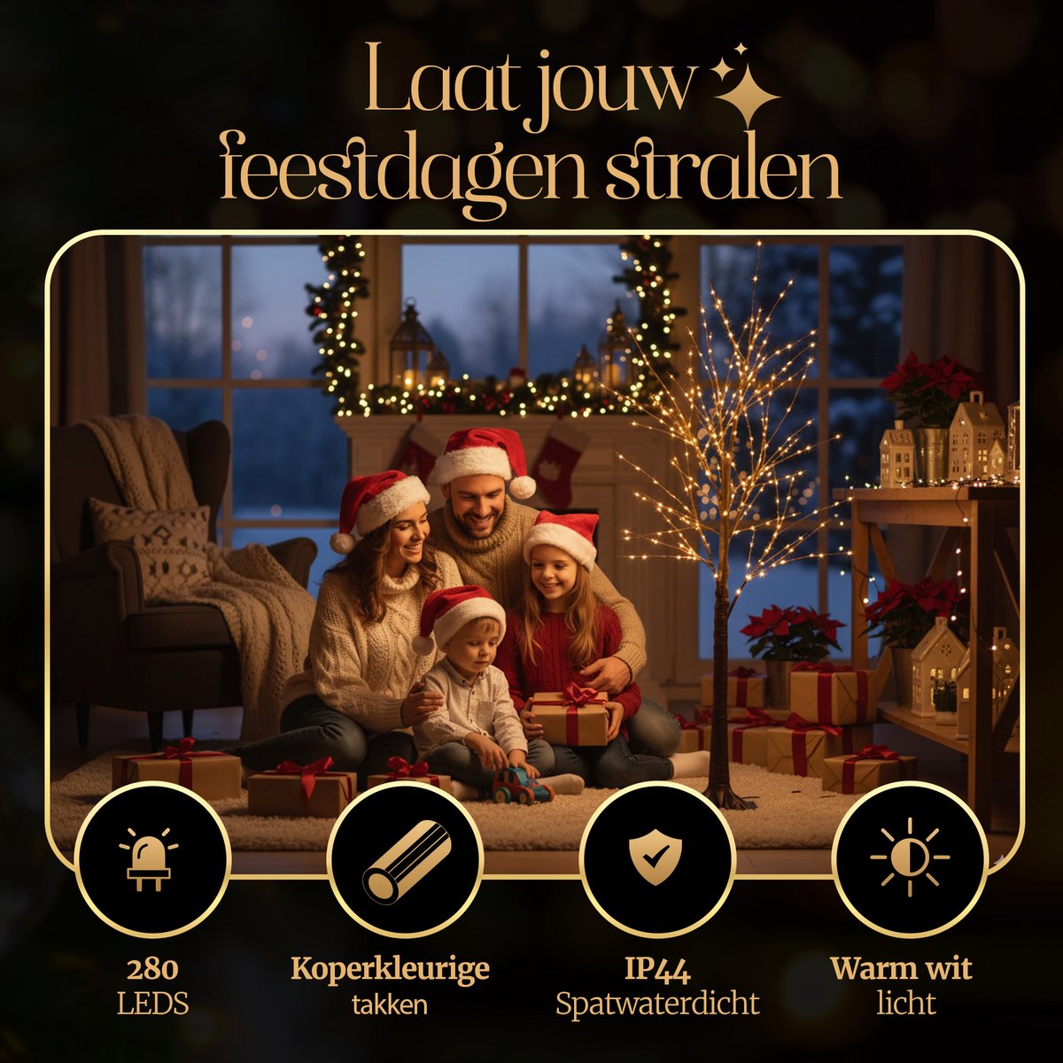 Meisterhome® LED Lichtboom - Kerstboom met LED lampjes - 120 cm - 280 LEDS – IP44 - Warm wit - Kerstverlichting voor binnen en buiten – met Timer - Verlichting - Kerstversiering – Kerstdecoratie – Lichtboom – Lichttakken – LED boom – foto 8