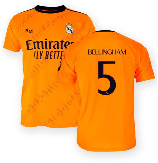 Maillot Extérieur Real Madrid Bellingham - Taille 116 - Maillot de Football Enfants - Jude Bellingham - 2024/2025 - Garçons et Filles