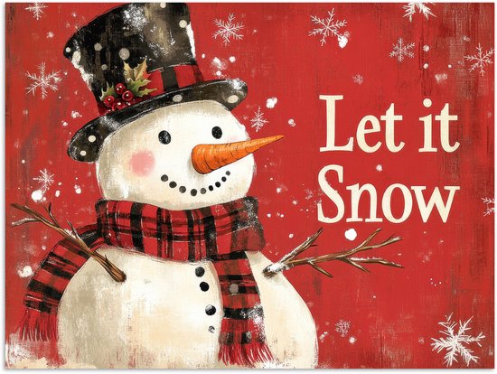 Poster 80x60 cm - Sneeuwpret - Winter - Sneeuwpop - Posters - Kamer decoratie - Wanddecoratie woonkamer - Muurdecoratie slaapkamer