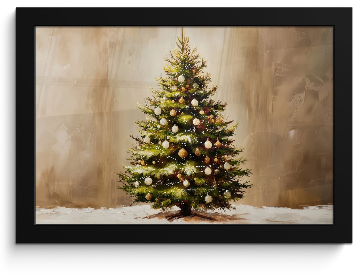 FrameYourWall Poster in lijst - Fotolijst 30x20 cm - Posters - Kerst - Sfeer - Groen - Posterlijst zwart - Decoratie - Wanddecoratie woonkamer - Muurdecoratie slaapkamer - Kerstversiering - Kerstdecoratie voor binnen - Kerstmis