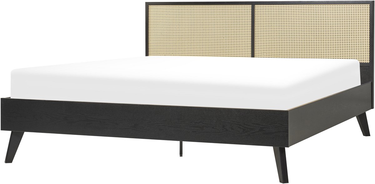 Beliani MONPAZIER - Tweepersoonsbed - Zwart - 180 x 200 cm - Populierhout