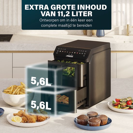Princess Double Stack Airfryer XXL - 11,2L - 11 Bakprogramma's