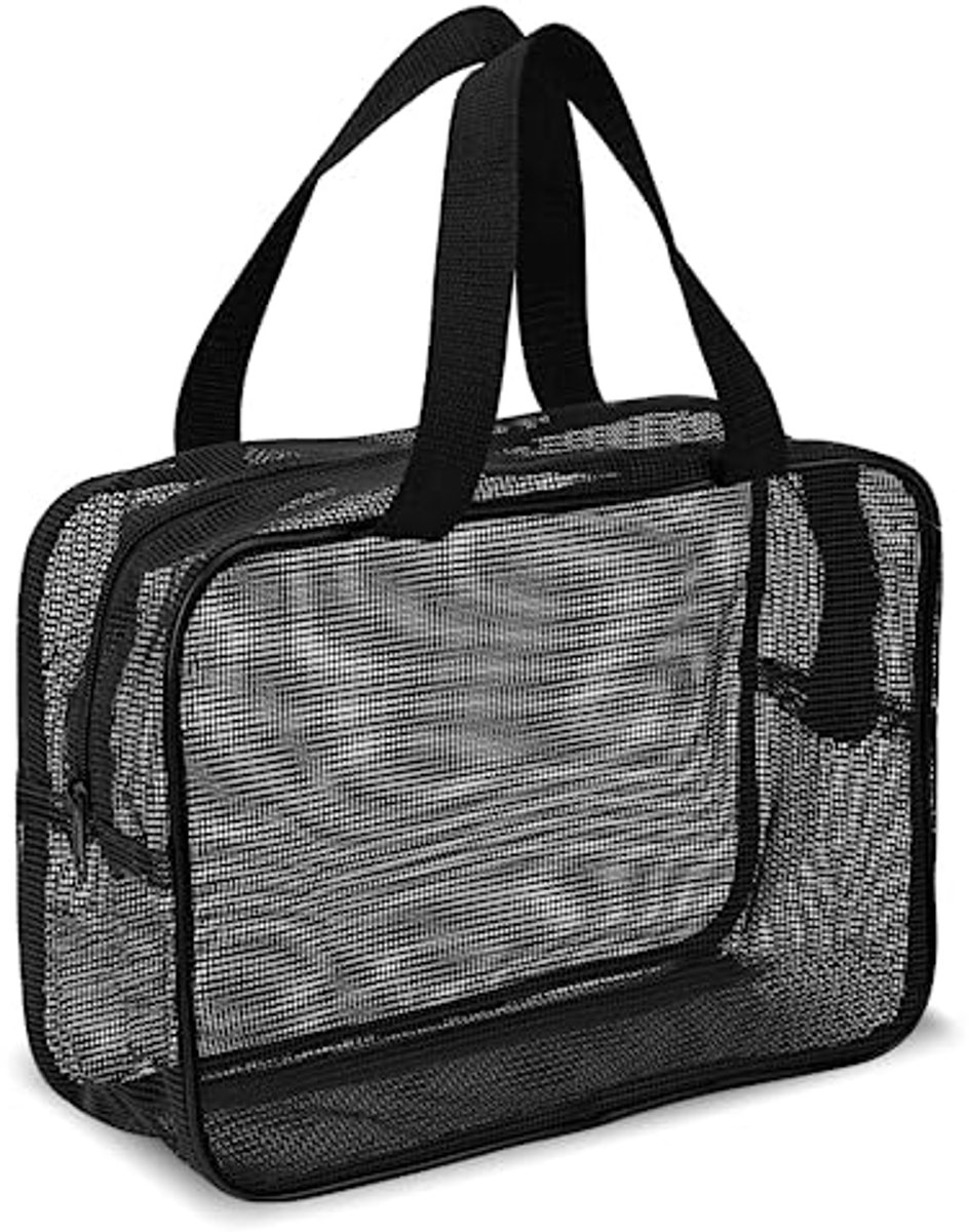Zwarte Draagbare Douchetas met Ritssluiting - Multifunctionele Strandtas en Toilettas voor Reizen en Fitness