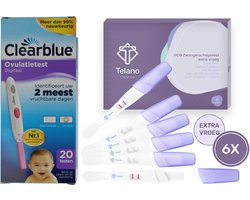 Clearblue Ovulatietest Digitaal 20 testen - Zwangerschapstest 6 stuks Midstream Extra Vroeg Premium - Telano