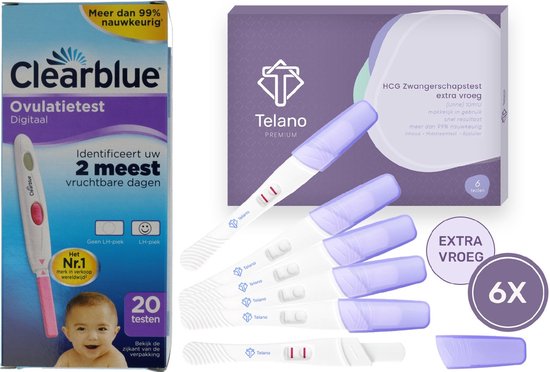 Clearblue Ovulation Test Digital 20 Tests - Telano Pregnancy Test 2 pcs Midstream Heart Window