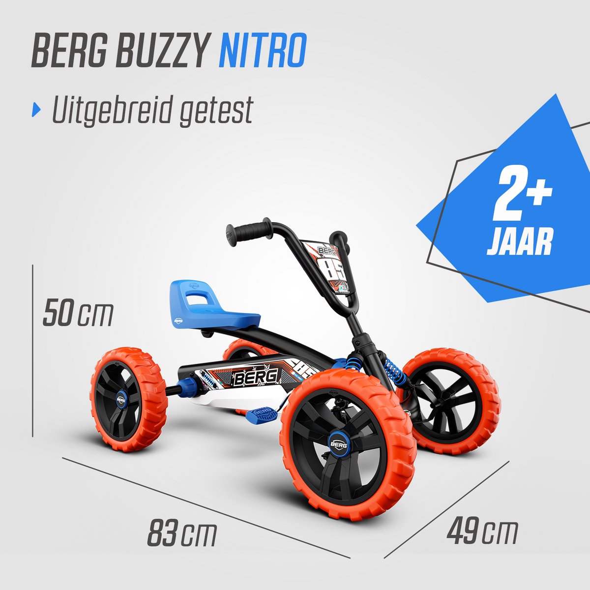 BERG Buzzy Nitro Skelter - 2+ jaar - Verstelbare Stoel - Veilige en Stabiele Wegligging - Blauw/Oranje — afbeelding 7
