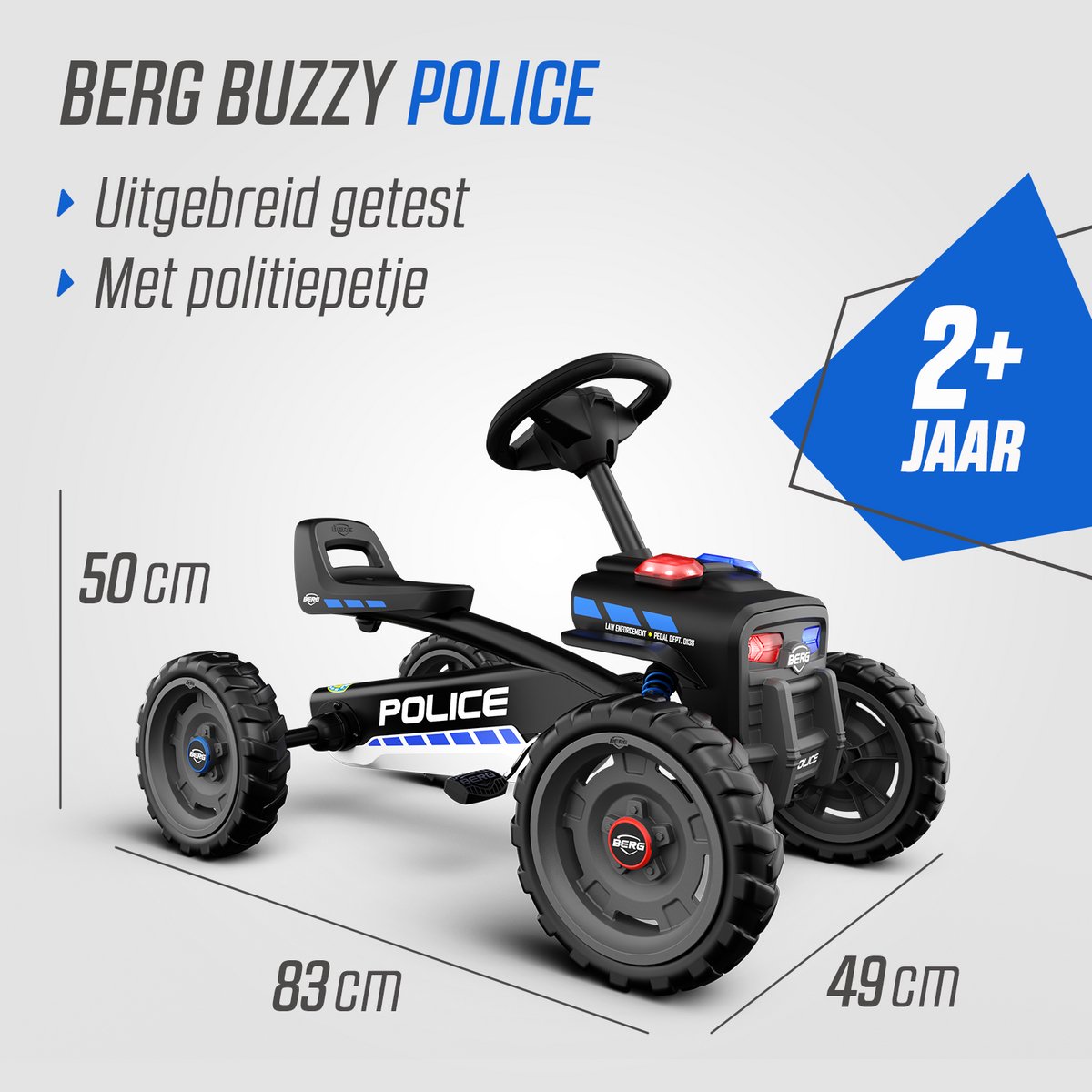 BERG Buzzy Police Skelter - Met Soundbox - 2+ jaar - Verstelbare Stoel - Anti-lek EVA banden - Zwart — afbeelding 2