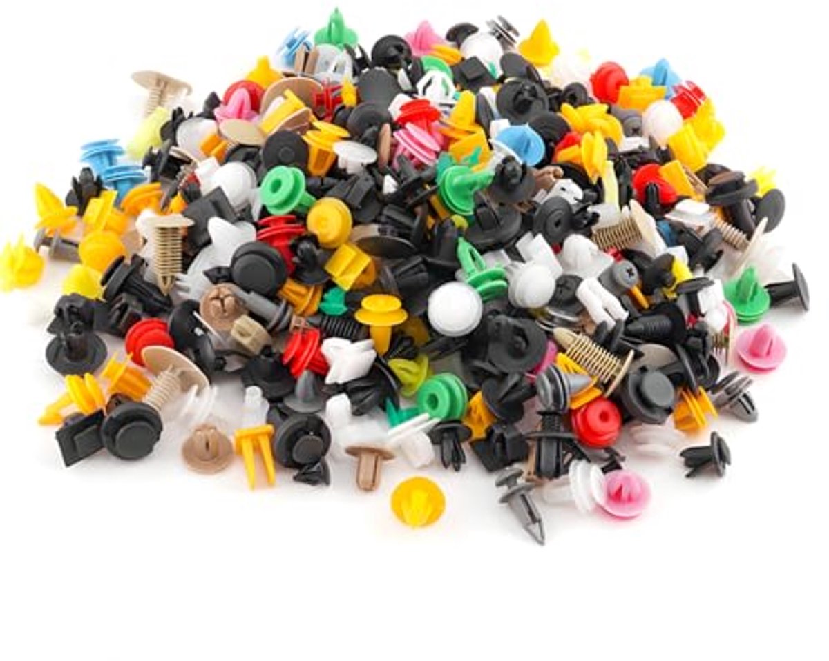 Selbro® Bevestigingsclips voor auto, clips, bevestigingsklemmen voor auto's, kunststof bevestigingen, verwijderingsset, voor autodeuren, bumpers, panelen, afdichting, strepen, vaste bevestigingen (500