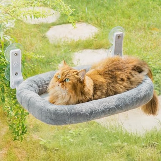 Grote hangmat voor katten aan het raam - opvouwbaar ligbed met Grote hangmat voor katten aan het raam - opvouwbaar ligbed met