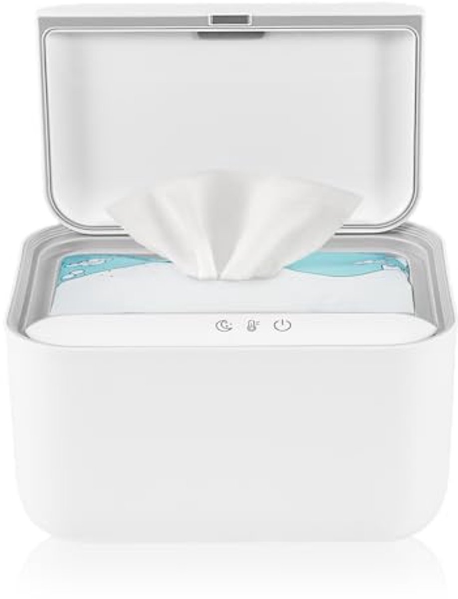 Billendoekjes Warmer met 3 Temperatuurstanden – 4-Zijdig Surround Heating en Nachtlampje – Hygienisch en Veilig voor Baby's – Wit