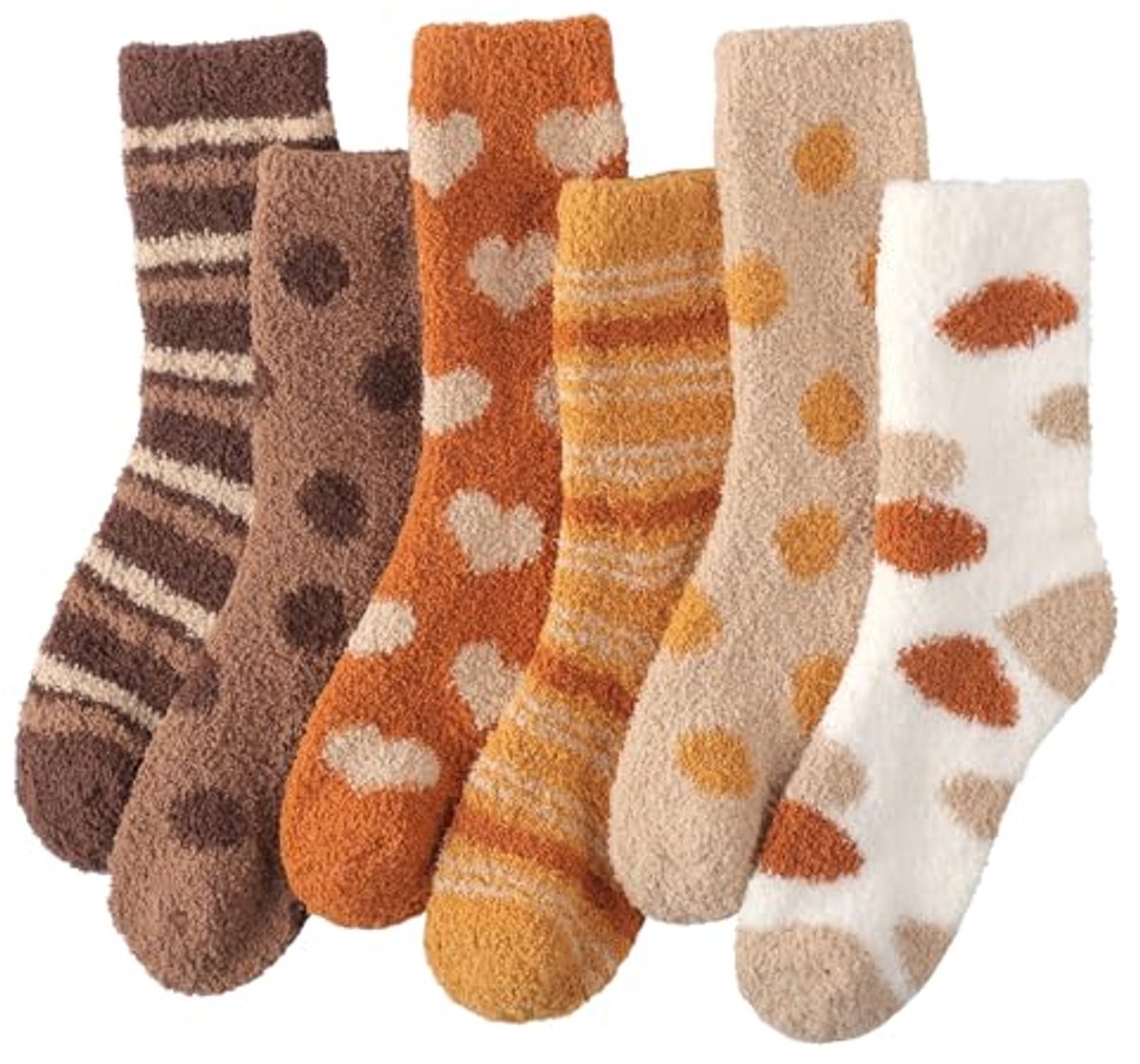 Dames en meisjes fluffy sokken - warme en gezellige bedsokken (6 paar)