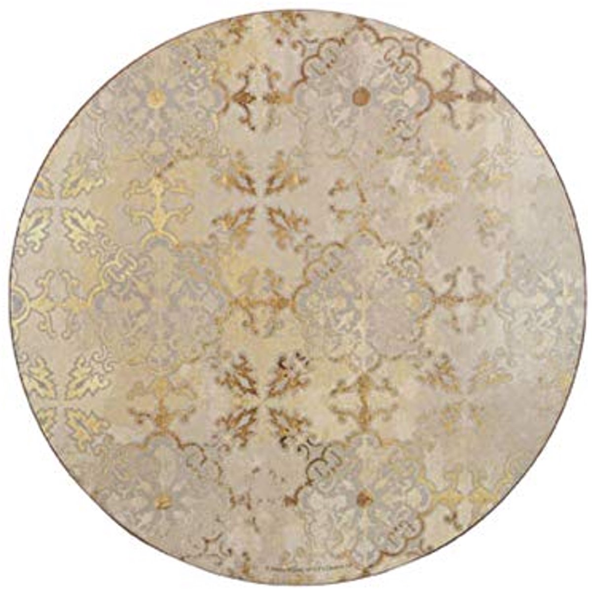 Ronde Placemats met Kurk Achterkant - Goud/Grijs Bedrukt