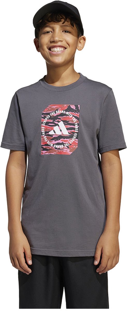 Adidas Camo Box T-shirt Met Korte Mouwen 7-8 Years Jongen Grijs